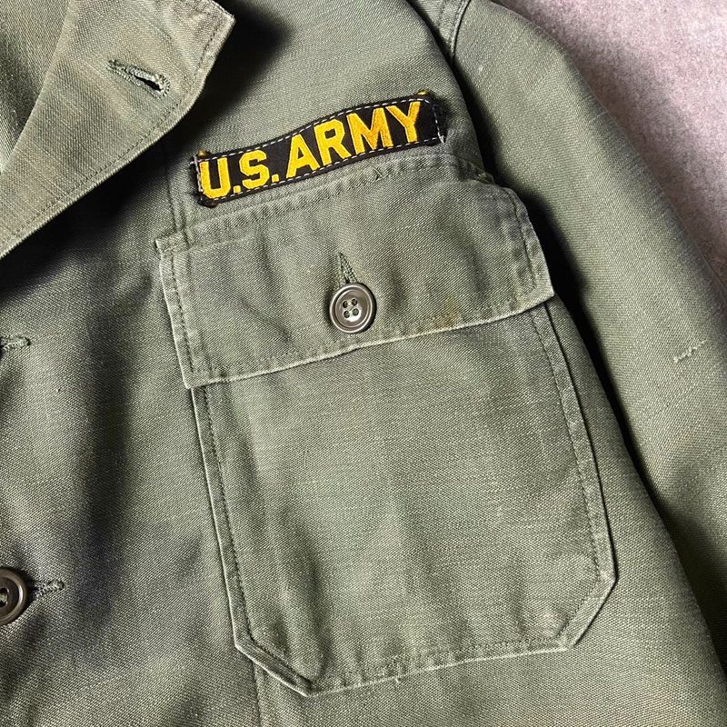 60s US ARMY 米軍実物 OG-107 コットン サテン ユーティリティ
