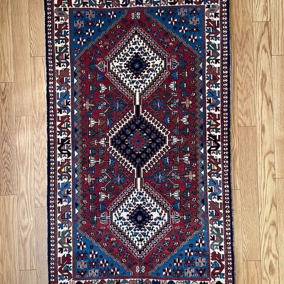 ヤラメ絨毯 ペルシャ絨毯 玄関マット ペルシャ絨毯 ヤラメ産 カラフル 玄関マット サイズ 81/140cm No YA/ZG