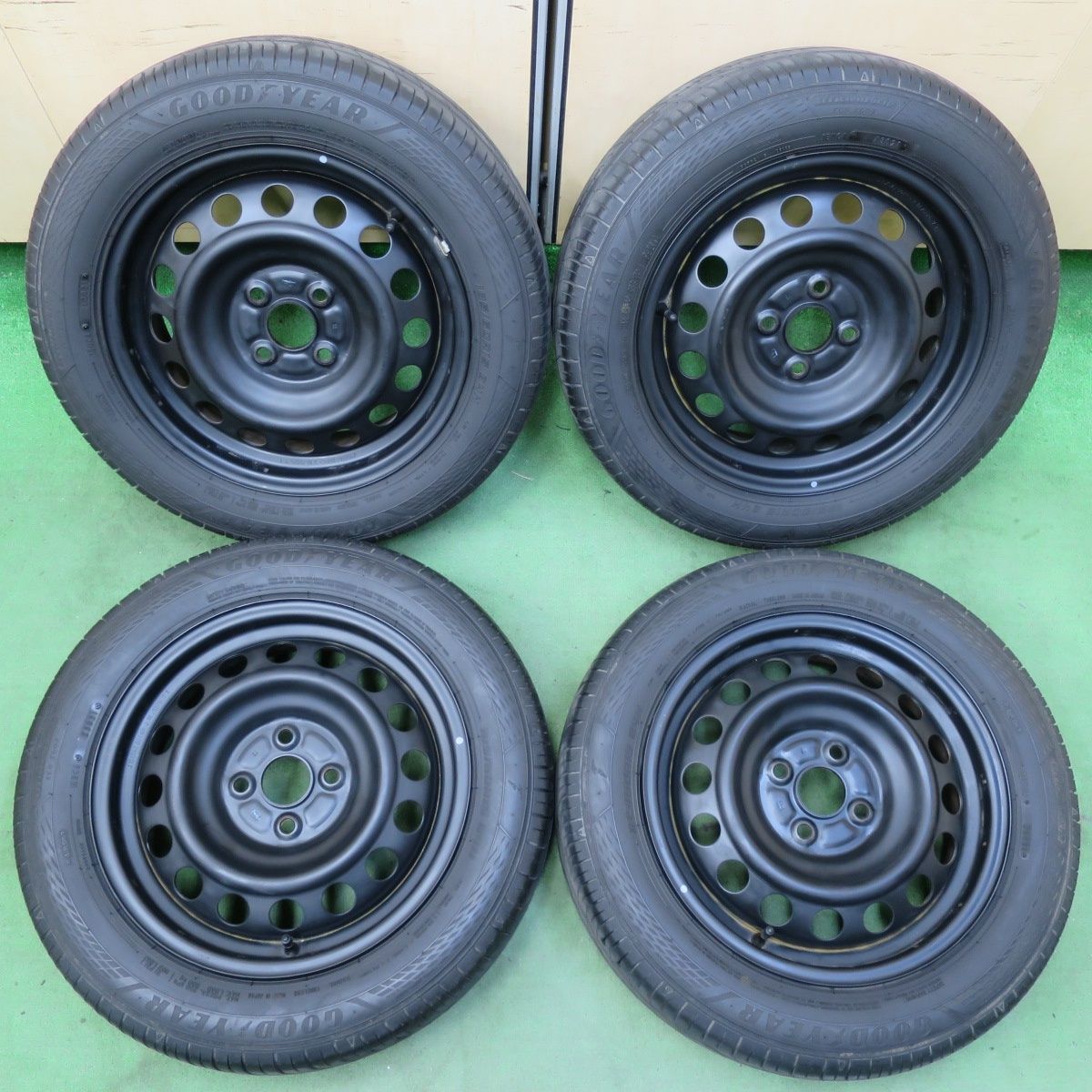 バリ溝 21年 キレイ 9.5分 185|60R15 グッドイヤー EfficientGrip ECO EG02 スチール ホイール 15インチ PCD100|4H 5051006イノ