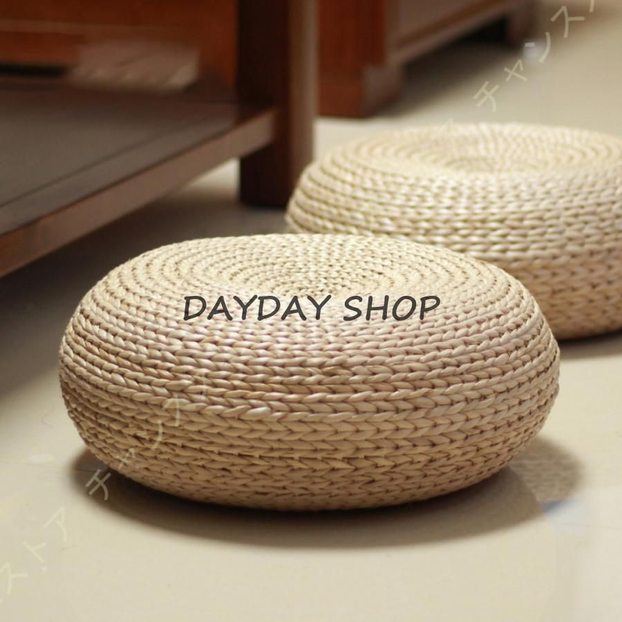 フロアクッション チェアクッション 丸座布団 クッション 瞑想 マット わら敷き 坐禅用の座布団 クッション 丸座布団 和室 藤編 草編 大きい インテリア 円形