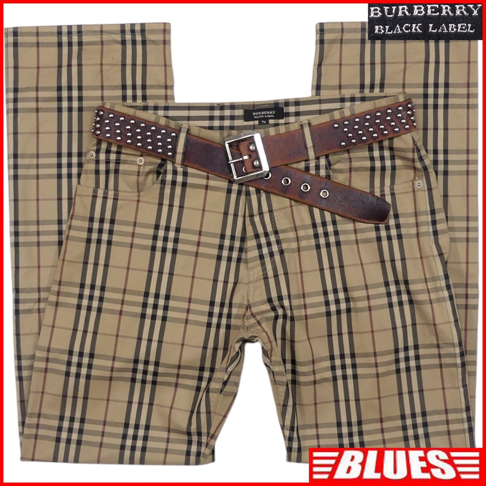 即決☆BURBERRY BLACK LABEL☆ウールパンツ 76 バーバリー