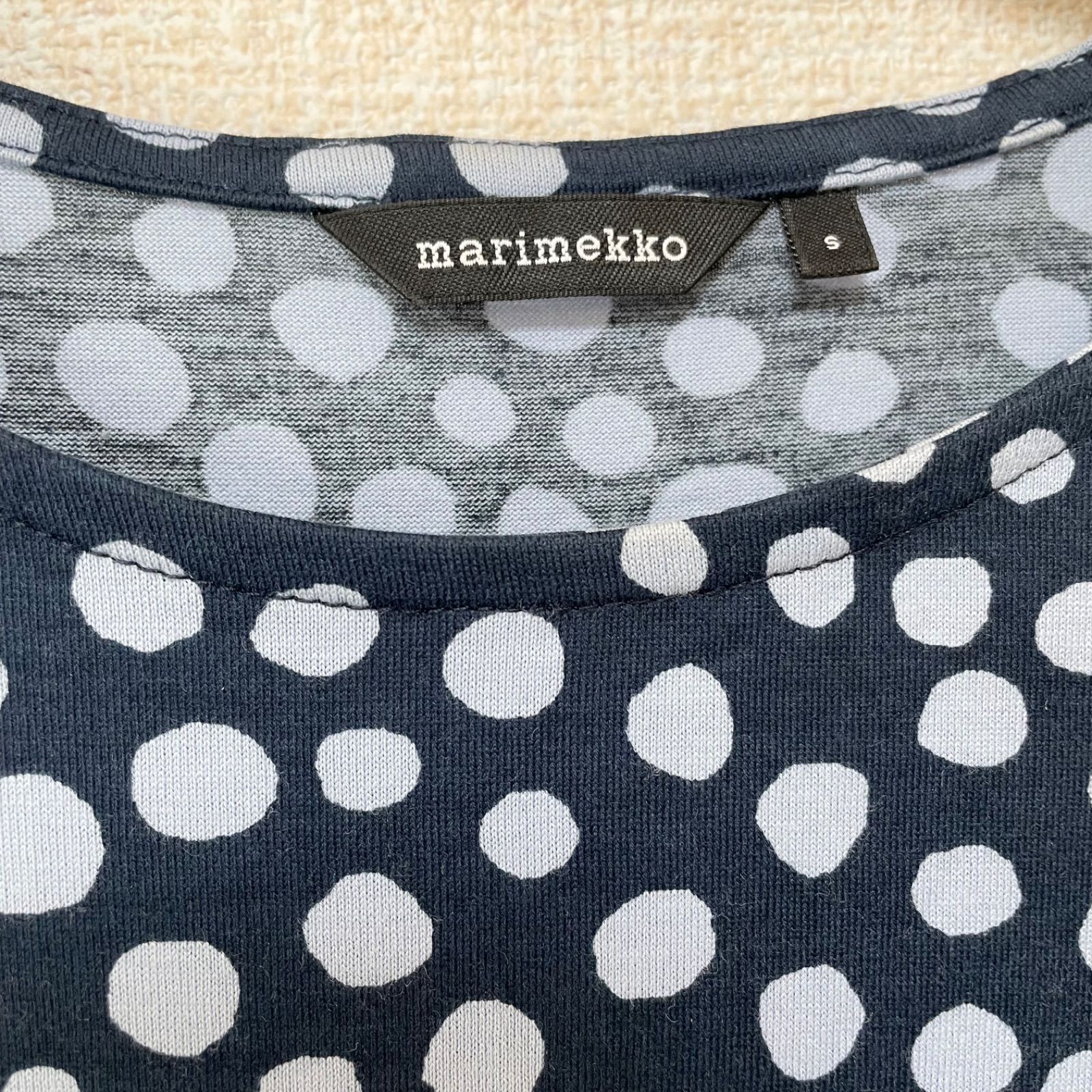 marimekko水玉チュニック7分袖ワンピース - メルカリ