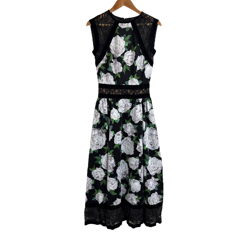 美品 TADASHI SHOJI タダシショージ ローズプリント レース