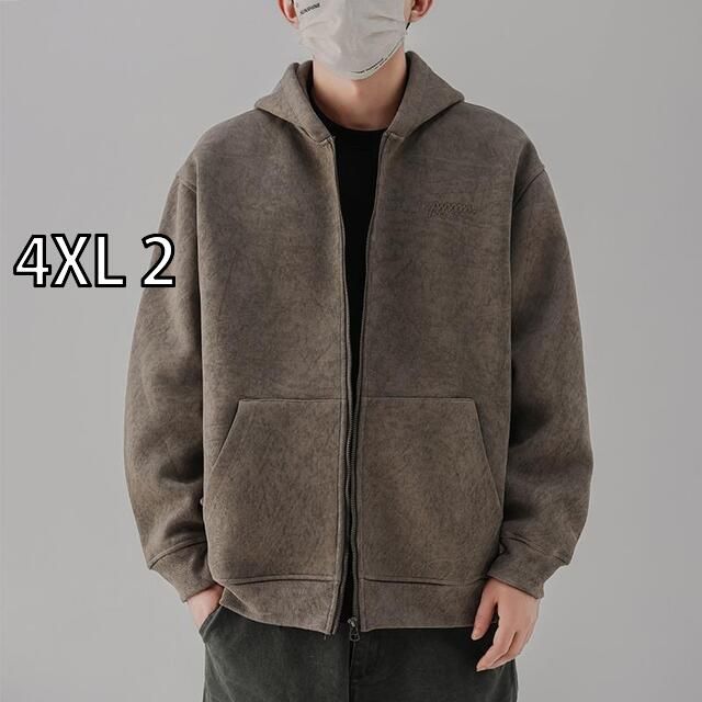 4XL 2 秋冬 コーデ メンズ 服 シンプル ファッション オシャレ 大人 かっこいい 大きいサイズ ストリート 紳士服 420 グラム ヘビースウェット シャツ アメリカン カーディガン ジャケット カジュアル レトロ フード付き ジャケット
