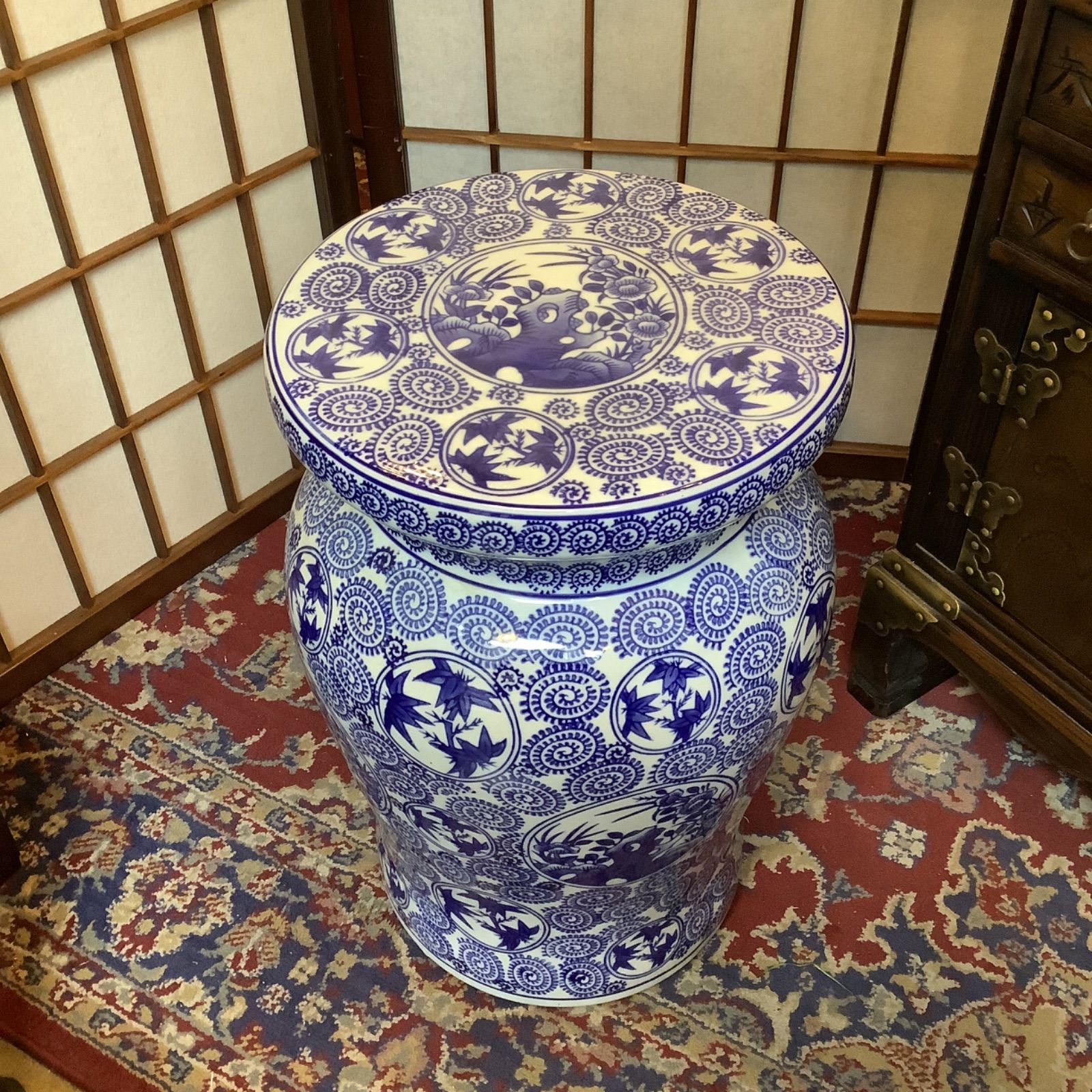 陶器/スツール/ガーデンチェア/椅子/花台/飾台/2点セット 陶器/スツール/ガーデンチェア/椅子/花台/飾台/2点セット : ガーデン