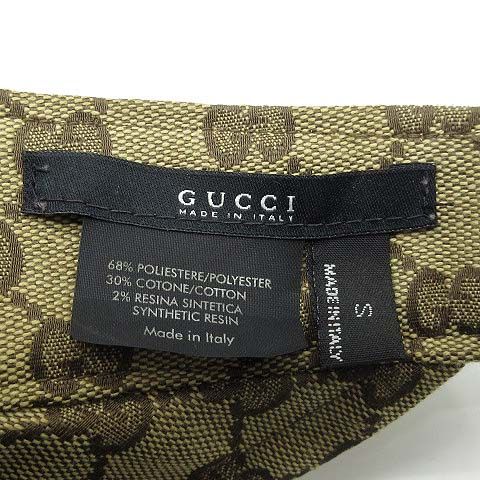 グッチ GUCCI GGキャンバス サンバイザー キャップ シェリーライン ストラップ ベージュ S