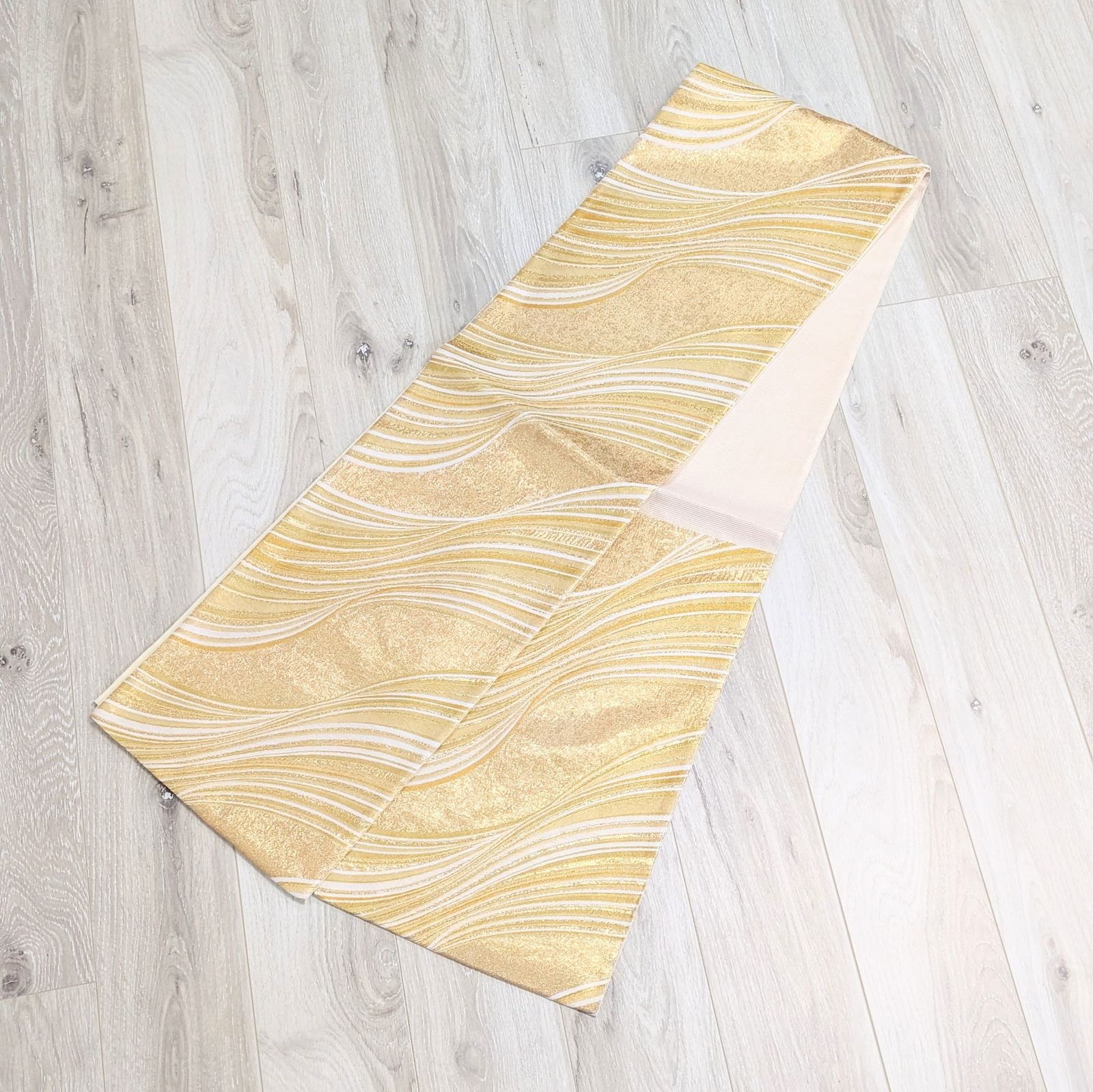【新品・仕立て上がり】正絹 袋帯 フォーマル 金 ゴールド 波 ub255綾袋帯