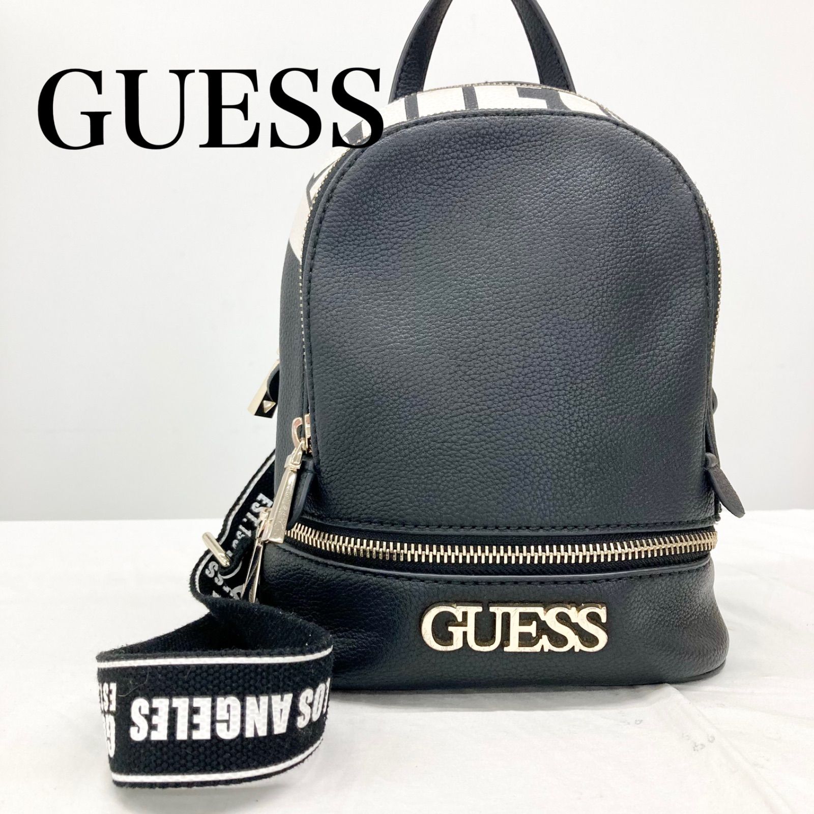 GUESS ゲス リュック ロゴ 小さめ シンプル カッコいい ブラック GUESS ゲス リュック ロゴ 小さめ シンプル カッコいい ブラック