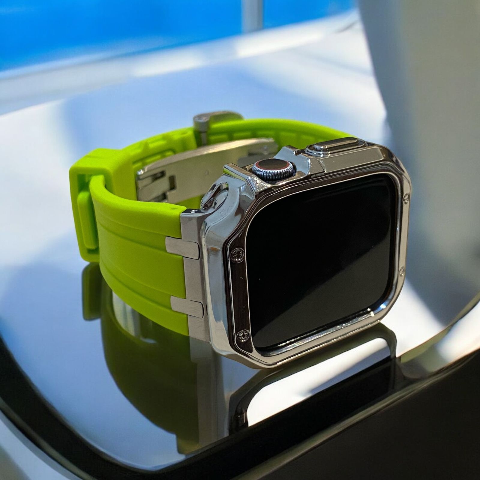 シームグリーン アップルウォッチ ラバーベルト Apple Watch ケース カバー 1~9 ultra ウルトラ 38mm 40mm 41mm 42mm 44mm 45mm 49mm Apple Watch バンド