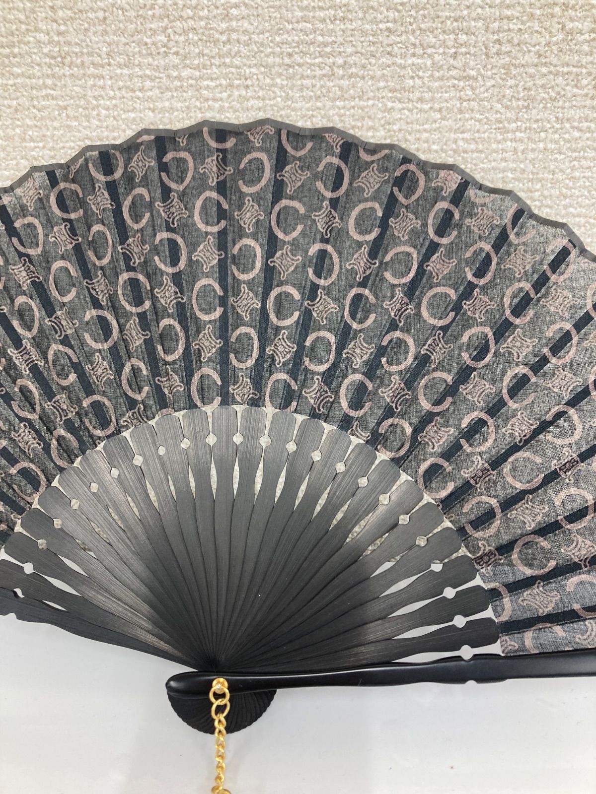 CELINE セリーヌ 扇子 ブラック ケース付き【ファッション】【1】 美品