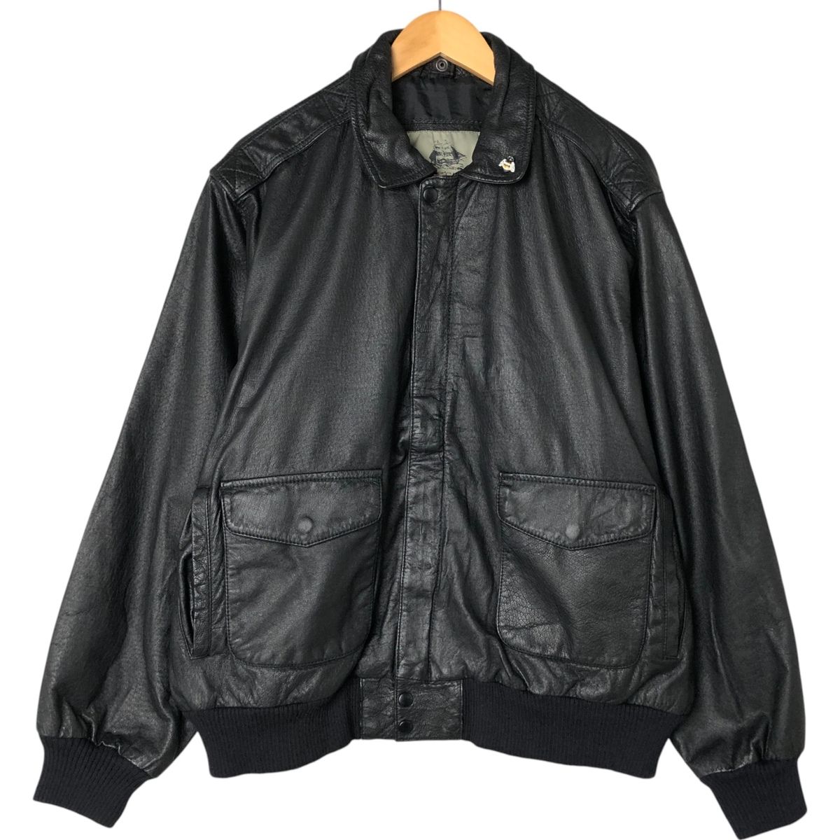 古着 90年代 BURK S BAY A-2タイプ 中綿入り レザーフライトジャケット メンズXL相当|eaa555374