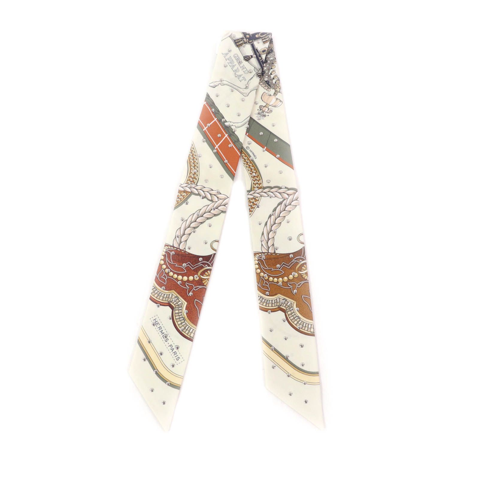 未使用品☆HERMES エルメス GRAND APPARAT 盛装の馬 シルク100％ CREME
