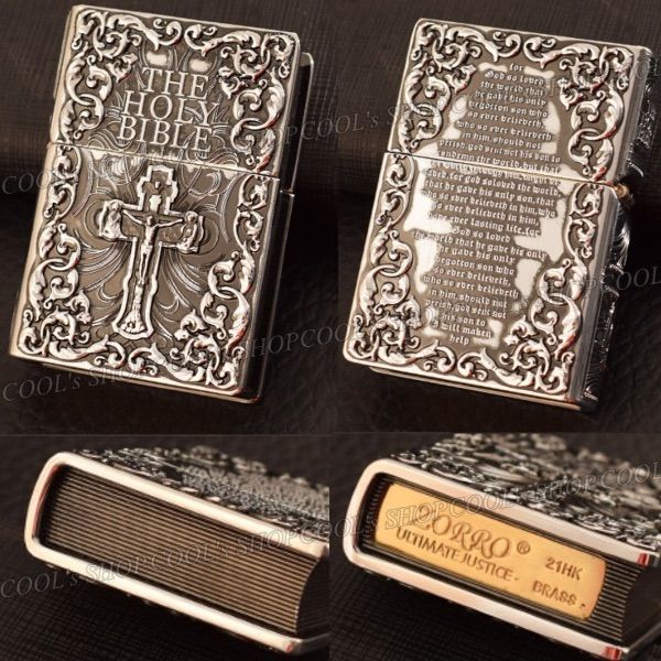 聖書 デザイン フルメタルジャケット オイルライター ZORRO 銀 zippo 