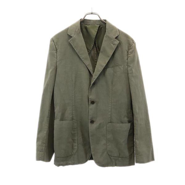 アスペジ イタリア製 ストライプ柄 テーラードジャケット カーキ×ホワイト ASPESI メンズ アスペジ イタリア製 ストライプ柄 テーラードジャケット カーキ