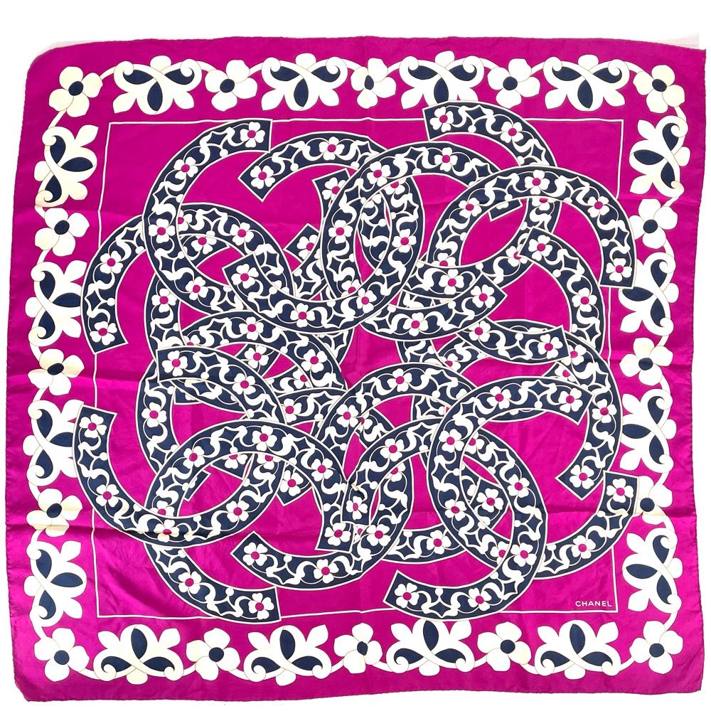シャネル CHANEL シルク 大判 スカーフ ココマーク 花柄 CHANEL シャネル ココマーク カメリア 花 ピンク 大判スカーフ