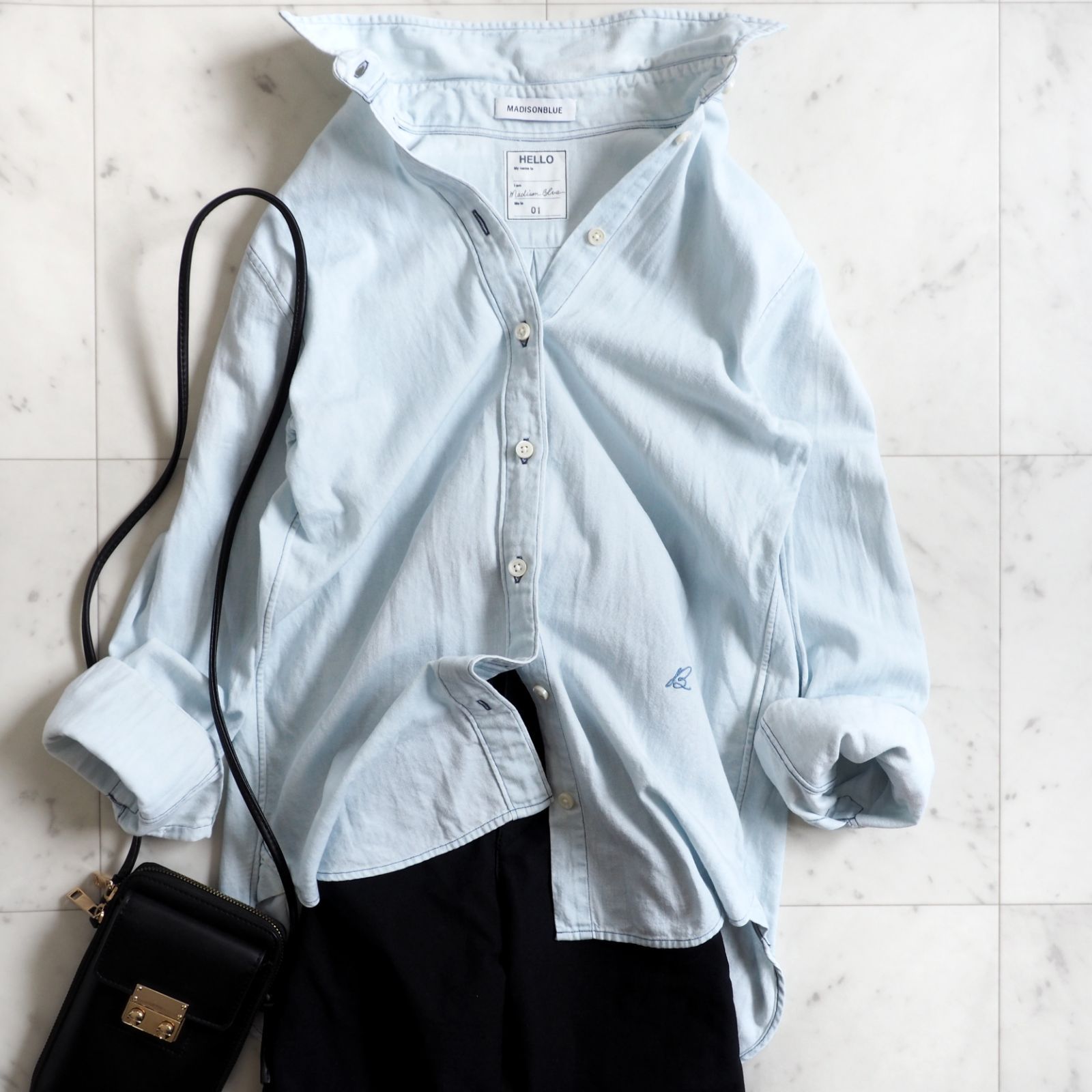 美品▲MADISONBLUE //デニムマダムシャツ▲マディソンブルー 人気【MADISON BLUEマディソンブルー】 マダムデニムシャツ