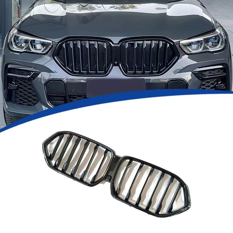 BMW X6 G06 2020-2025年式 メンズ 外装パーツ シングルライン 亮黒 フロントグリル 中網 RQZa593