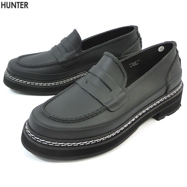 HUNTER ハンター ローファー レインシューズ レディース サイズ 6 | 25cm WOMENS REF STITCH PENNY LOAFER ブラック WFF1089RMA