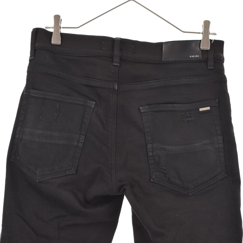 AMIRI(アミリ)MX1蛇腹 クラッシュ加工レザーパッチスキニーデニムパンツ