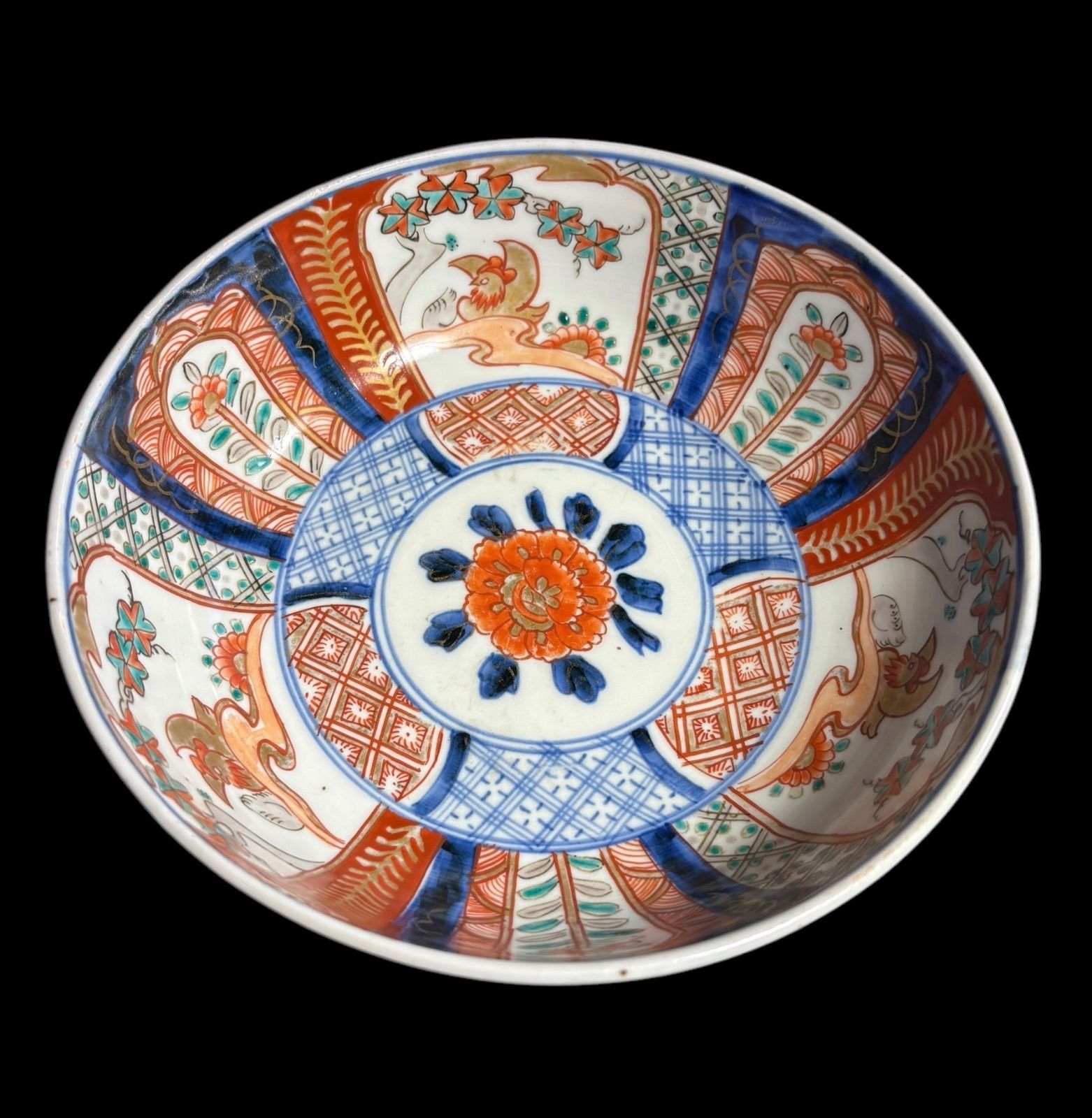 【現品限り!!】伊万里 大鉢 [窓絵鳥草花文] 金彩 赤絵 色絵 鉢 丸皿 盛り皿 飾り皿 古伊万里 古美術 明治 和食器 骨董品 アンティーク