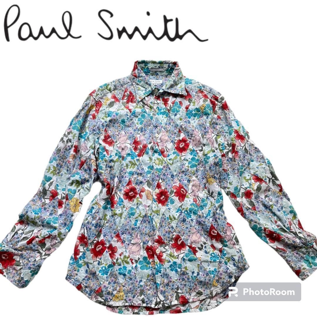 ポールスミスロンドン Paul Smith 長袖シャツ M コットン 総柄 花柄 