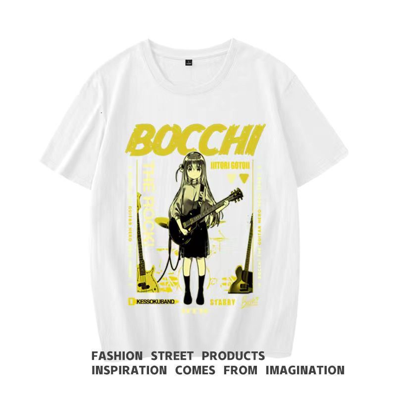 ぼっちざろっく tシャツ 後藤ひとり半袖 ブラック ホワイト Bocchi the rock 丸襟 インナーシャツ ティーシャツ 綿シャツャ 柔らかい ゆったり 大きい カジュアル メンズ レディース 夏服 周辺 誕生日 プレゼント イベント 衣装 男女兼用