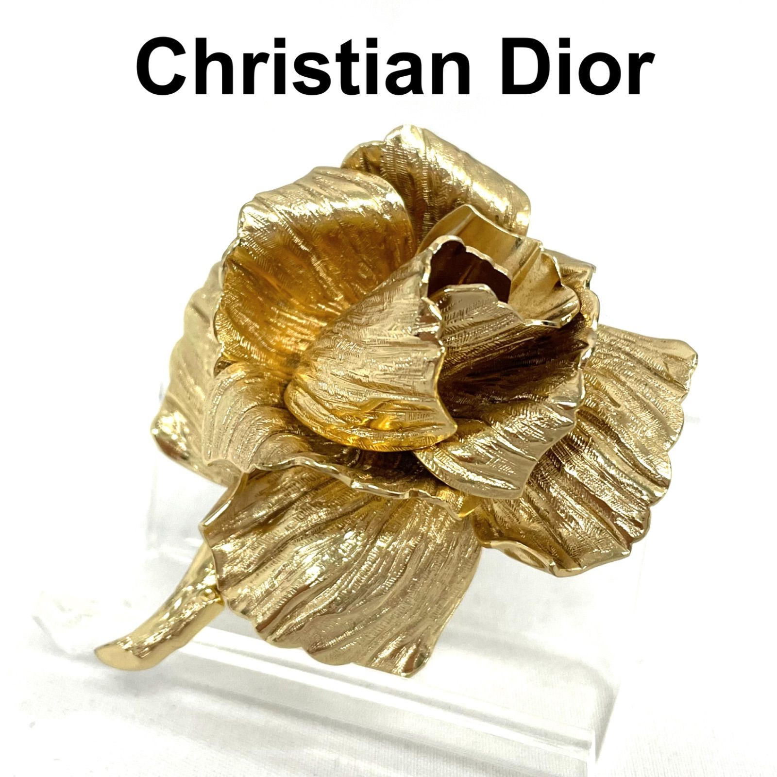 Christian Dior クリスチャン ディオール バラ Rose ブローチ ゴールド 現状品