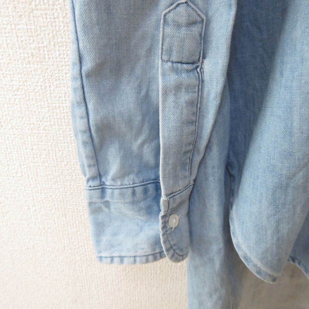 美品 Frank＆Eileen フランク＆アイリーン grayson グレイソン ダメージ加工 長袖 スキッパー デニムシャツ ブラウス XS インディゴブルー レディース 古着 中古 USED 美品 Frank＆Eileen フランク＆アイリーン grayson グレイソン USED