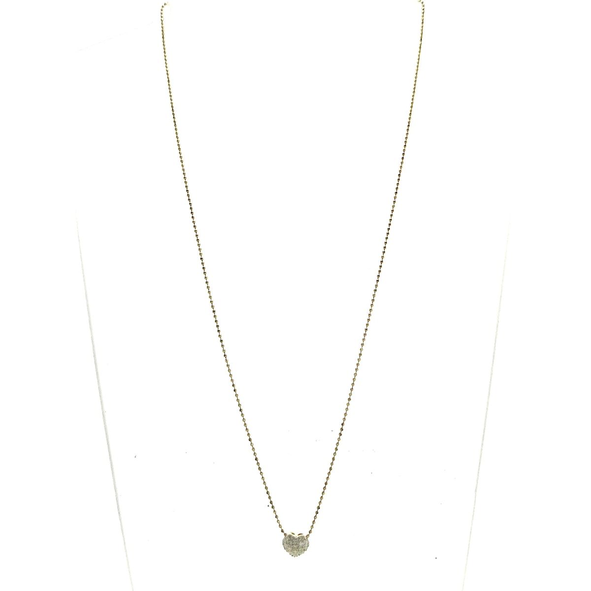 PonteVecchio ポンテヴェキオ ネックレス - K 18 YG×K WG×ダイヤモンド パヴェダイヤ ダイヤ0.15カラット ハート