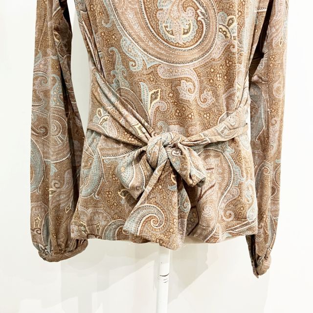 エトロ ETRO カットソー 総柄 ペイズリー 茶 ブラウン 46 約XL