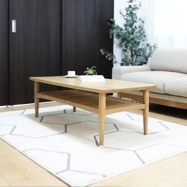 モデルルーム展示品】タモ材使用 センターテーブル リビングテーブル 