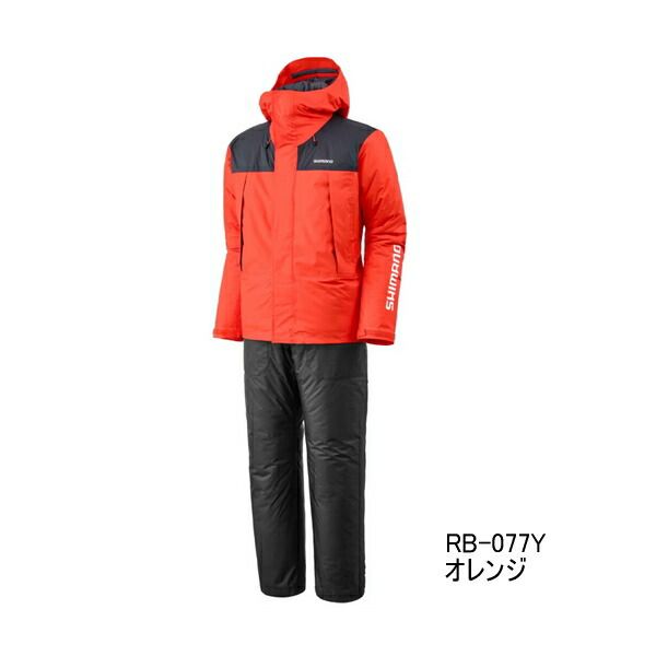≪ 25年9月新商品 ≫ シマノ ベーシックハイロフト レインスーツ 01 RB-077Y オレンジ Lサイズ