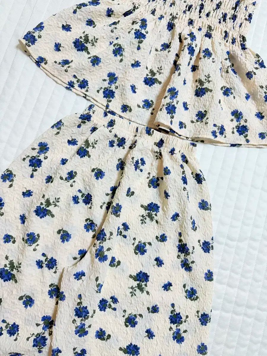 女児 フローラル クリンクル 上下セット セットアップ 青 XXL STEELWINDOWSANDDOORS_COM