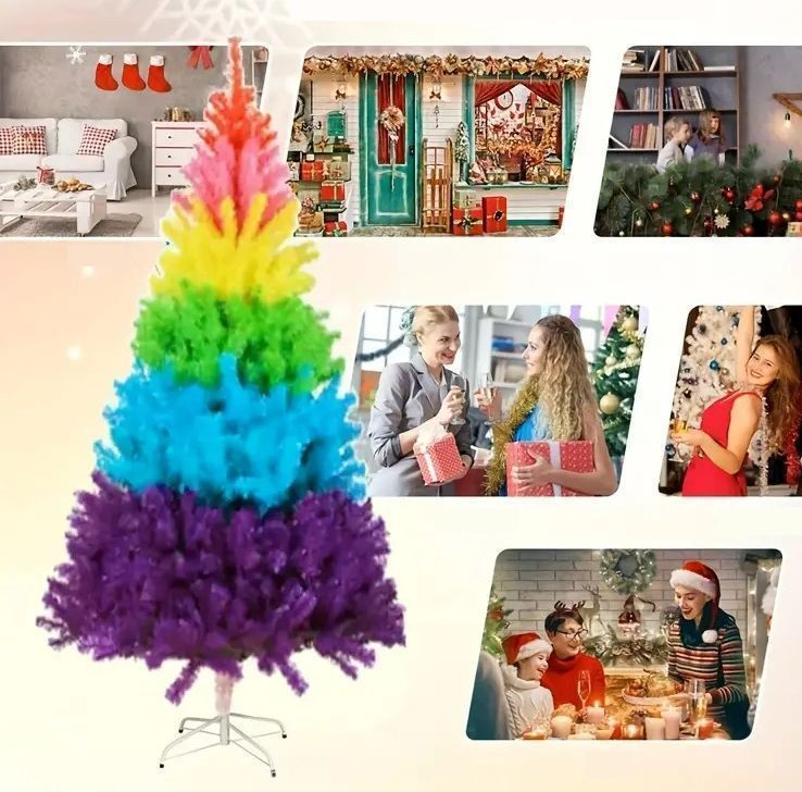 クリスマスツリー レインボー カラフル インパクト クリスマスホリデー イベント ロビー 玄関 213cm 大きい 大型 リビング 派手