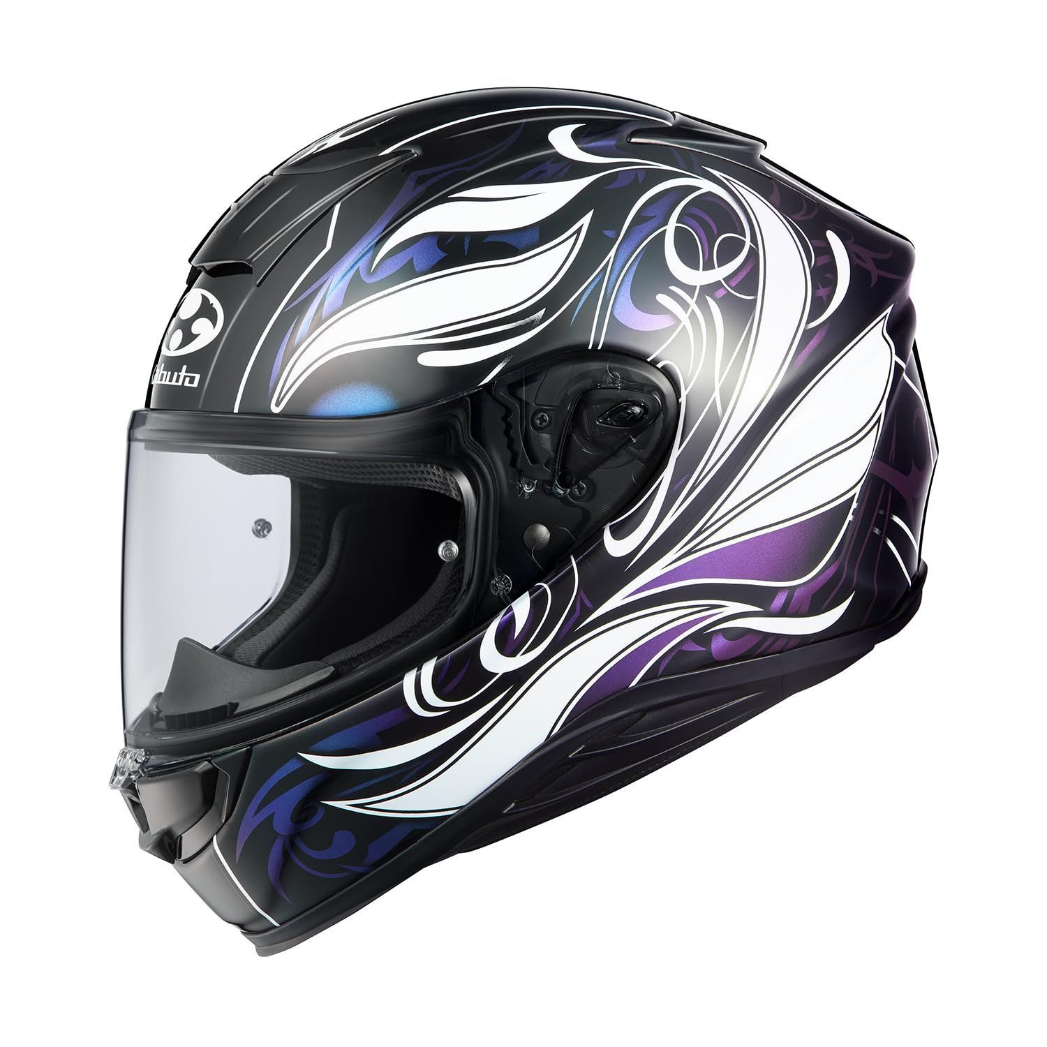 オージーケーカブト(OGK KABUTO)バイクヘルメット フルフェイス AEROBLADE6 ELFI DARK(エルフィダーク) ブラックホワイトパープル (サイズ:L)