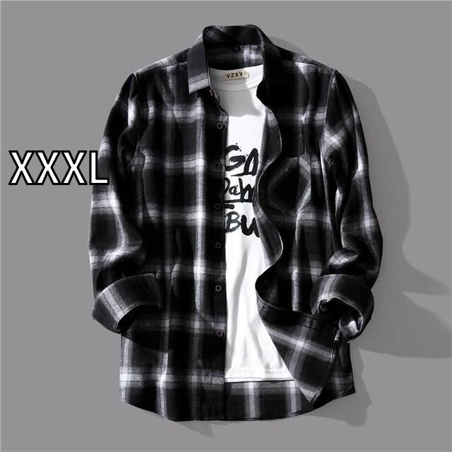 [XXXL]メンズ ファッション 服  オシャレ シンプル 大人 かっこいい 大きいサイズ ストリート 紳士服 秋冬 シャツ 韓国スタイル チェック柄 ジャケット 長袖