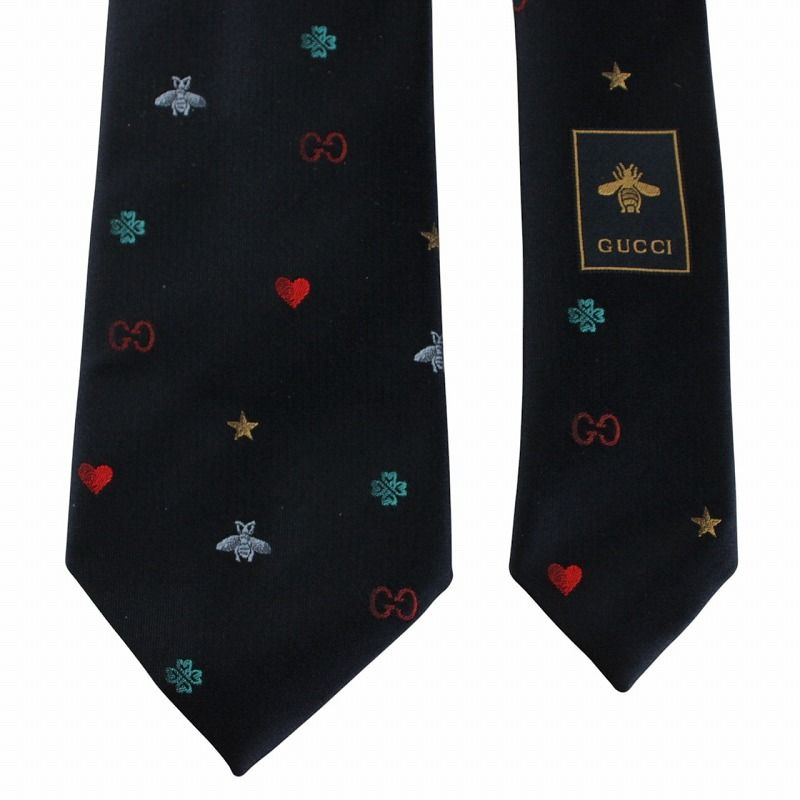 【美品】GUCCI グッチ　ネクタイ　シンボルズ　スネーク　GG柄　蜂　bee 美品】GUCCI グッチ ネクタイ シンボルズ スネーク GG柄 蜂 bee