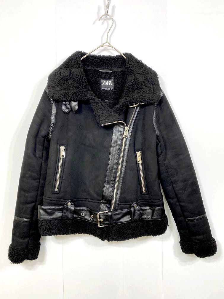 ZARA ザラ フェイクムートン ダブルライダース ジャケット