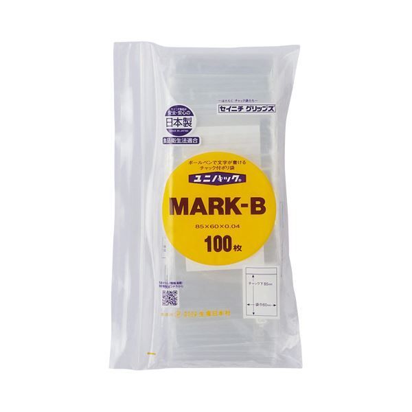 OPP袋 | (まとめ)セイニチ ユニパック チャック付 ポリエチレン(書き込める白ベタ三ツ窓付) ヨコ85×タテ120×厚み0.08mm MARK8D 1パック(100枚)(×10) まとめ) セイニチ チャック付袋 ユニパックカラー 半透明 ヨコ120×タテ
