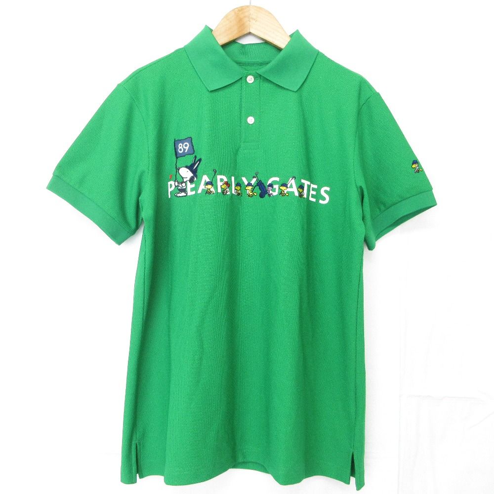 もちろん正規品です。 24SS PEARLY GATES パーリーゲイツ ピーナッツコラボ SNOOPY 4WAYミニポップコーン 半袖 ポロシャツ サイズ4 グリーン メンズ 古着 日本最大級の品揃え！