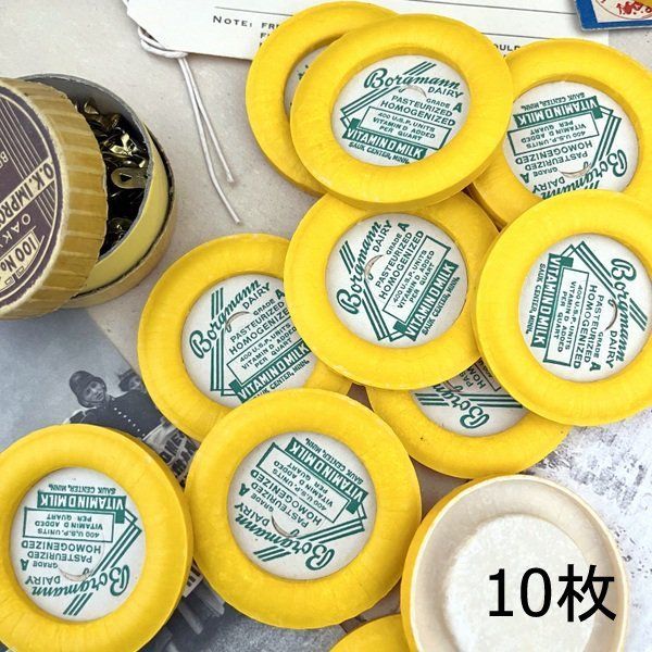 002・R-1511 ヴィンテージ ミルクキャップ 10枚 イエロー キャップ