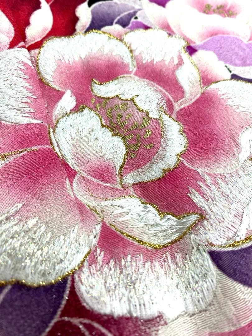 振袖 豪華 銀通し 刺繍 金彩 銀彩 ラメ 薔薇 身丈174cm 振袖 豪華 銀通し