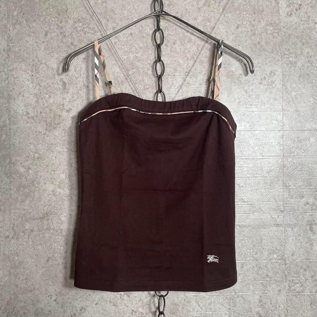 00s Y2K BURBERRY BLUE LABEL キャミソール チェック サイズ38 バーバリーブルーレーベル 三陽商会 ブラウン