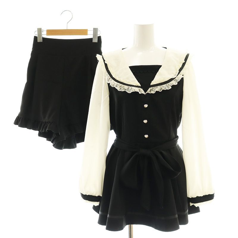 【美品】LIZ LISA ミニワンピ ショートパンツ セットアップ リズリサ LIZ LISA セットアップ セーラーカラーフリル ミニ
