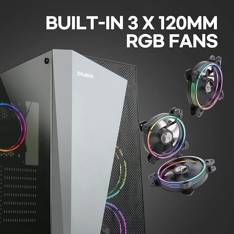 ZALMAN S4 Plus ミドルタワーPCケース RGBファン 3基搭載 CS7798