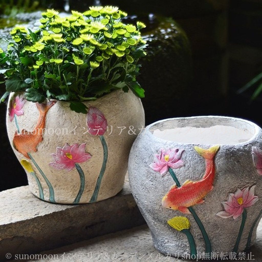 雑貨 アイボリー 酸化マグネシウム ガーデニング インテリア 8-14 鉢植え ヴィンテージ調 花 魚 グレー おしゃれ ガーデン雑貨 植木鉢 ガーデン ガーデンインテリア 庭の装飾 お洒落 プランター ベージュ