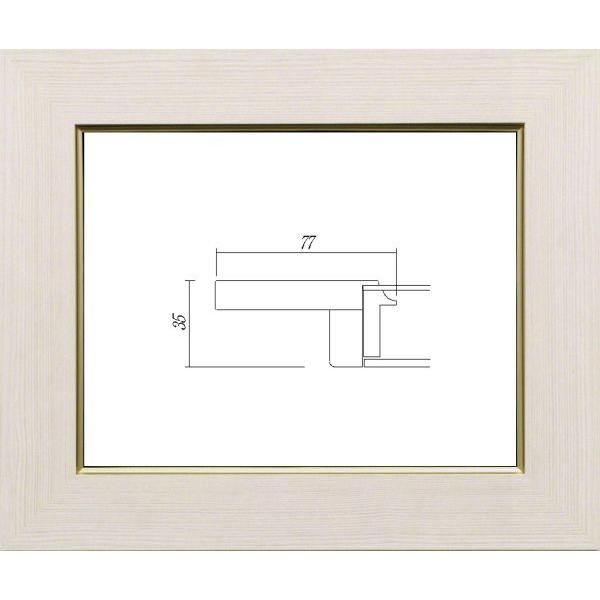額縁 油絵/油彩額縁 木製フレーム 3467 UVカットアクリル付 サイズ F3号 ウッディホワイト 白 - メルカリ