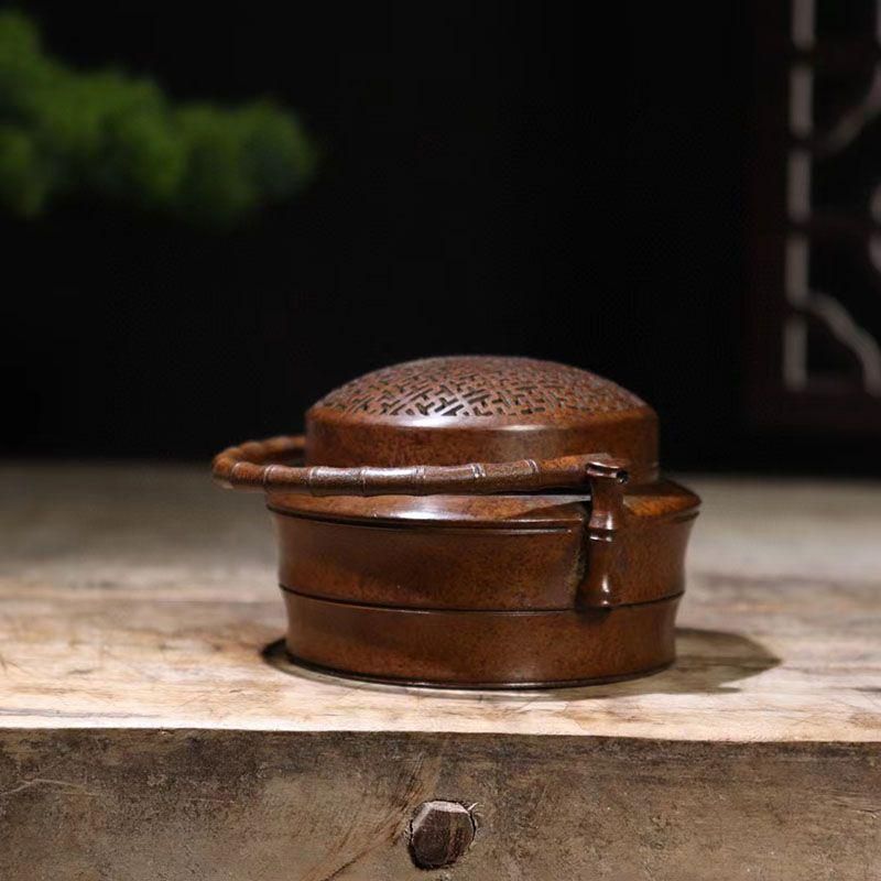 銅製 提梁暖手炉 喜上枝頭手提げ暖手炉 香炉 香道具 装飾品 工芸品 置物 銅製 提梁暖手炉 喜上枝頭手提げ暖手炉 香炉 香道具 装飾品 工芸