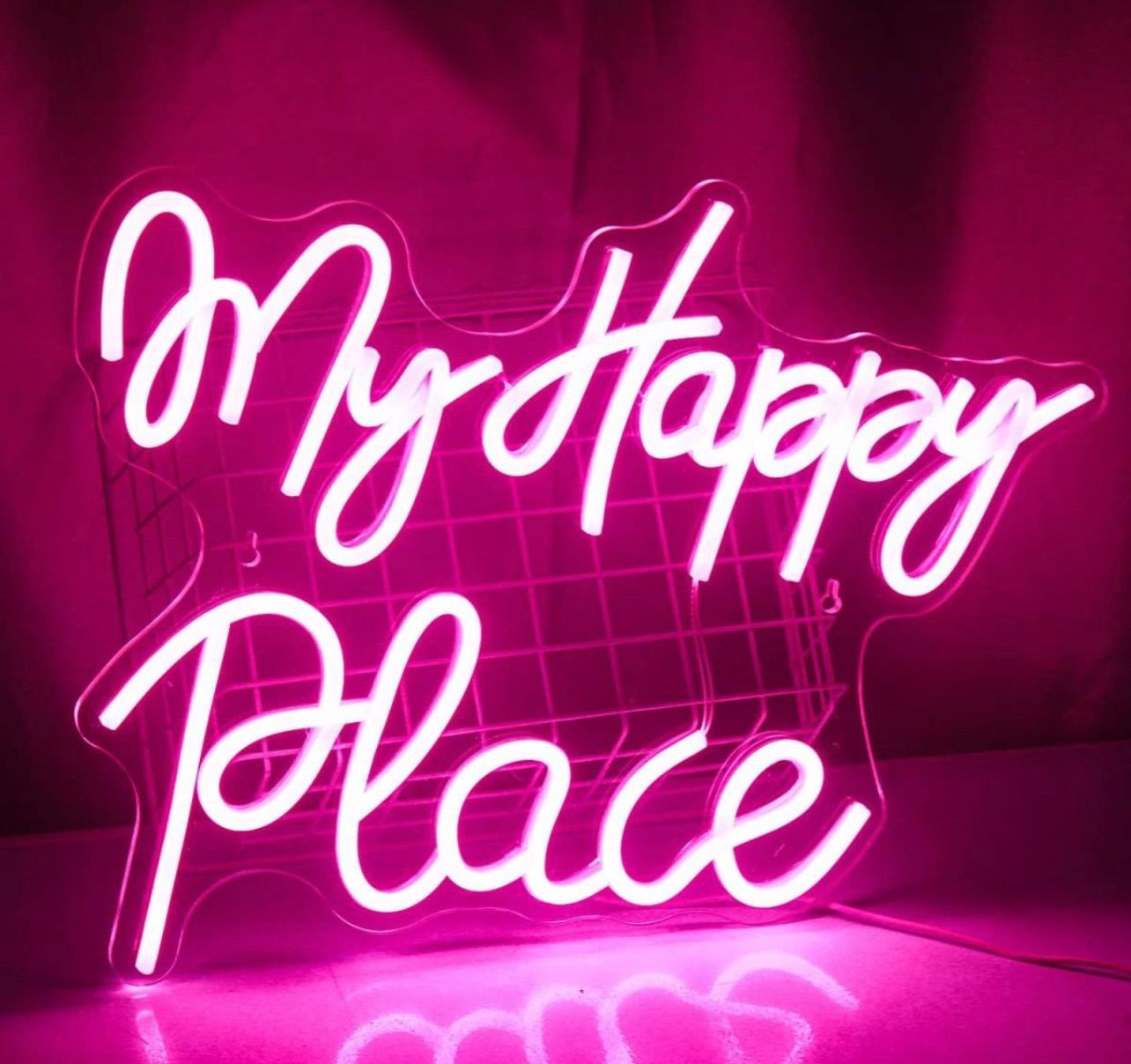 ネオンサイン LED ピンクワード パーティー看板 MY HAPPY PLACE