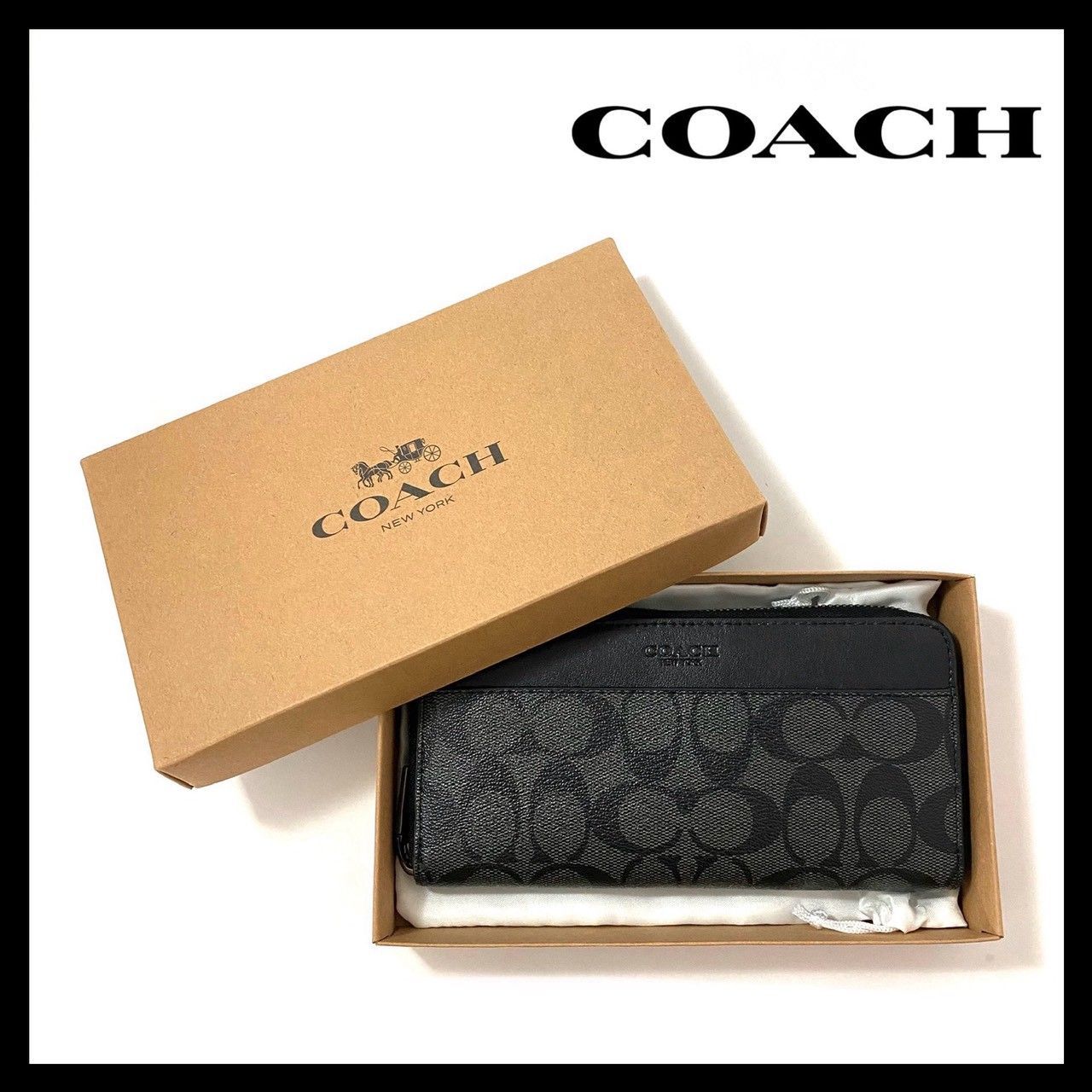COACH】アコーディオン ウォレット シグネチャー キャンバス F58112 長 